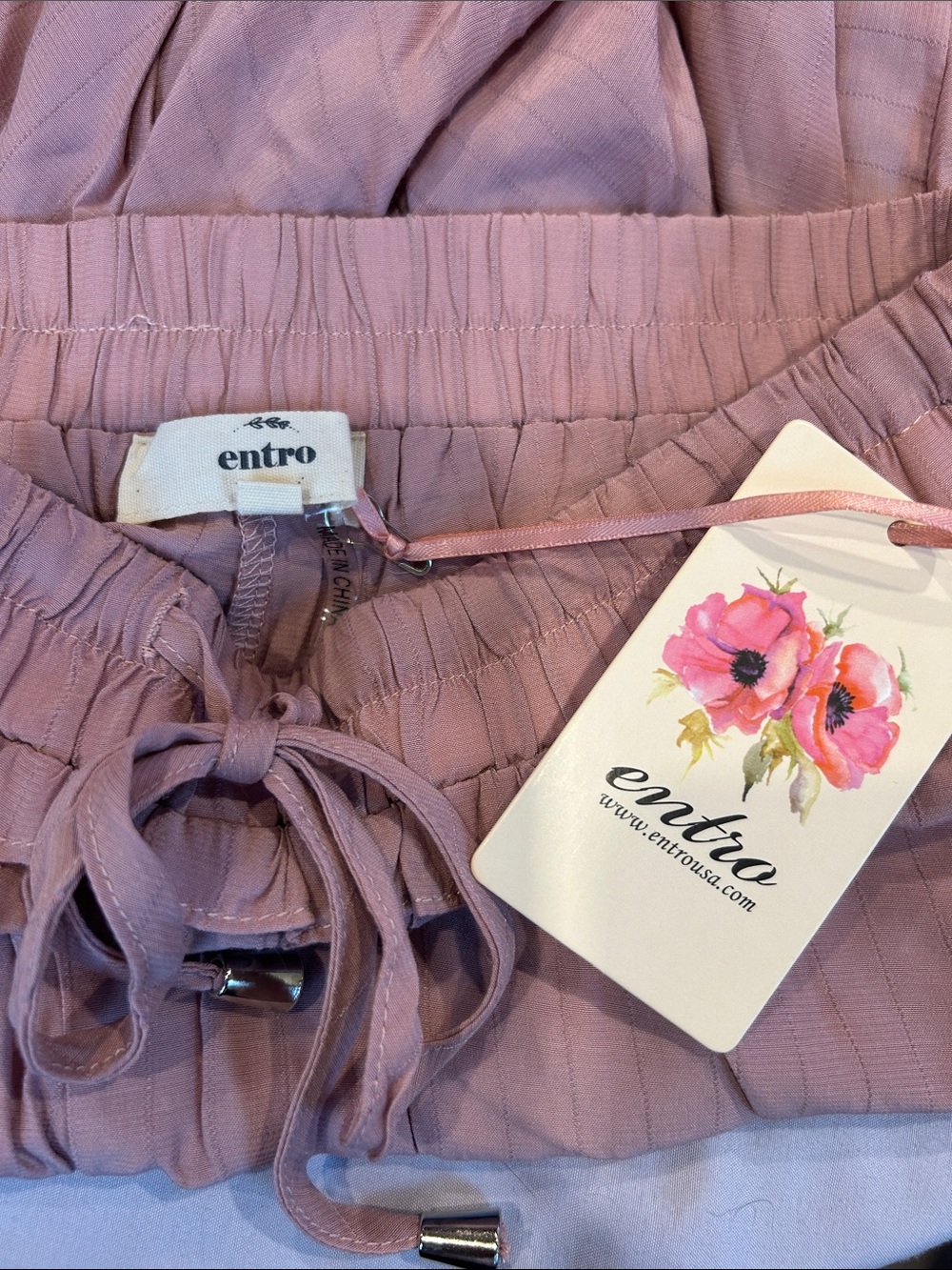 ◾️NEW! ENTRO Drawstring Ruffle Hem Mini Skort - Picture 4 of 4